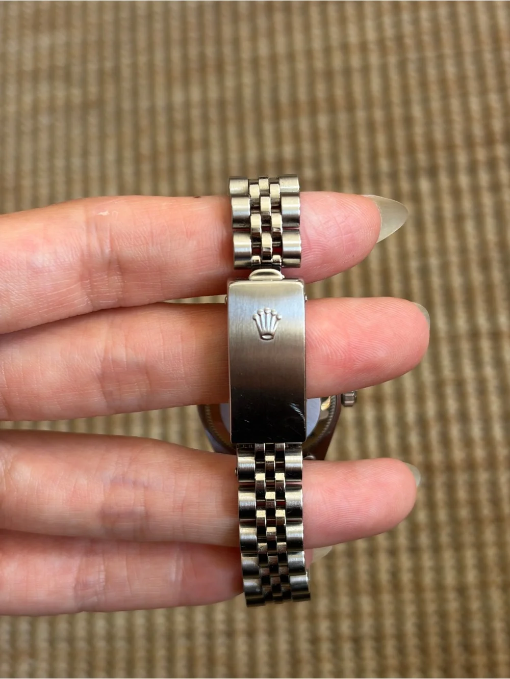 1997 Rolex Lady Dayjust Stainless Steel Watch Black diamond dial 26mm jubilee